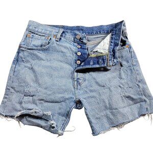 Levi’s 501 Denim Shorts Mens 30 Distressed Cutoff Raw Hem Ripped 5" Inseam